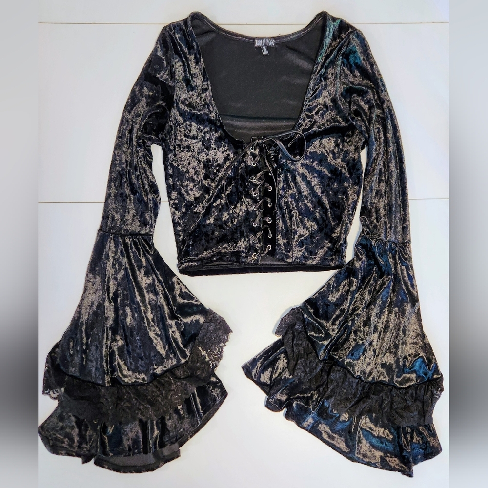 Current Mood Velvet Bell Sleeve Top